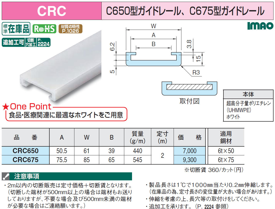 取扱商品情報 / C650型ｶﾞｲﾄﾞﾚｰﾙ ㈱イマオ コーポレーション IMAO